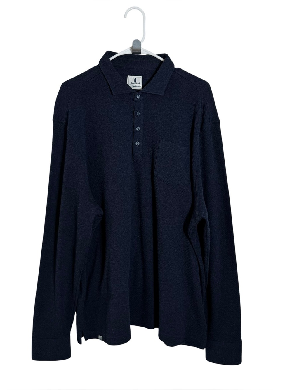Johnnie-O Alwin Long Sleeve Polo XL Navy Textured Cotton Blend - Picture 3 of 13